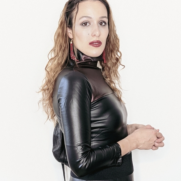 NWT Fall Faux Leather Turtleneck S:Small - Picture 4 of 13